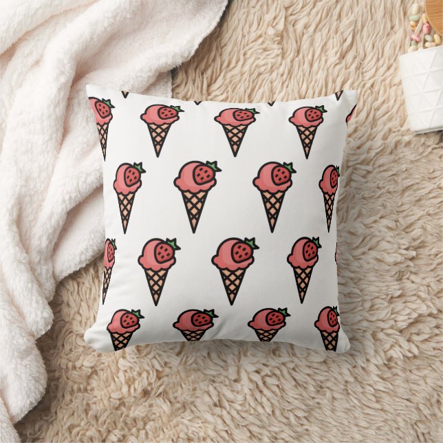 Coussin Joli motif esthétique de glace à la fraise rose (Couverture)
