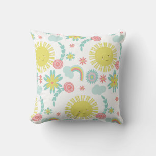Coussin Joli motif floral arc-en-ciel ensoleillé
