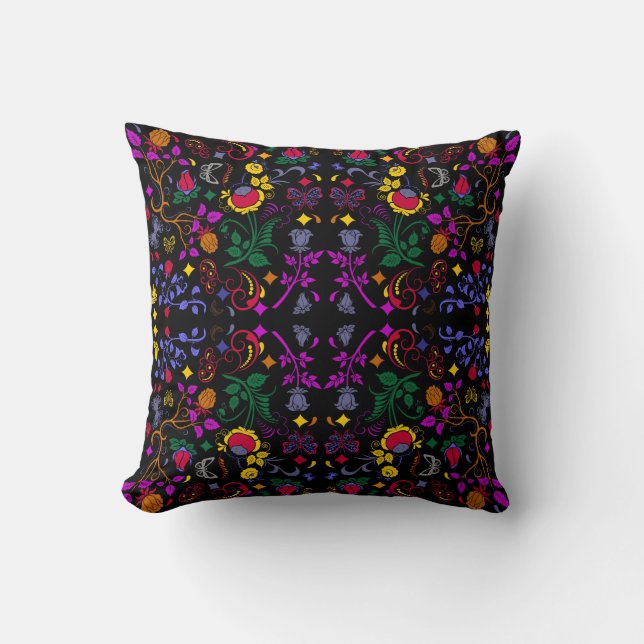 Coussin Joli motif floral coloré (Recto)
