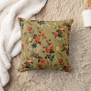 Coussin Joli motif floral, marguerites et roses,