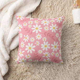 Coussin Joli motif floral sans couture de marguerite rose