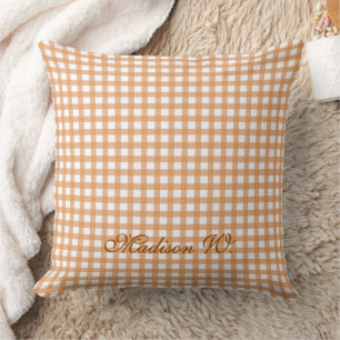 Coussin Joli motif gingham orange chaud