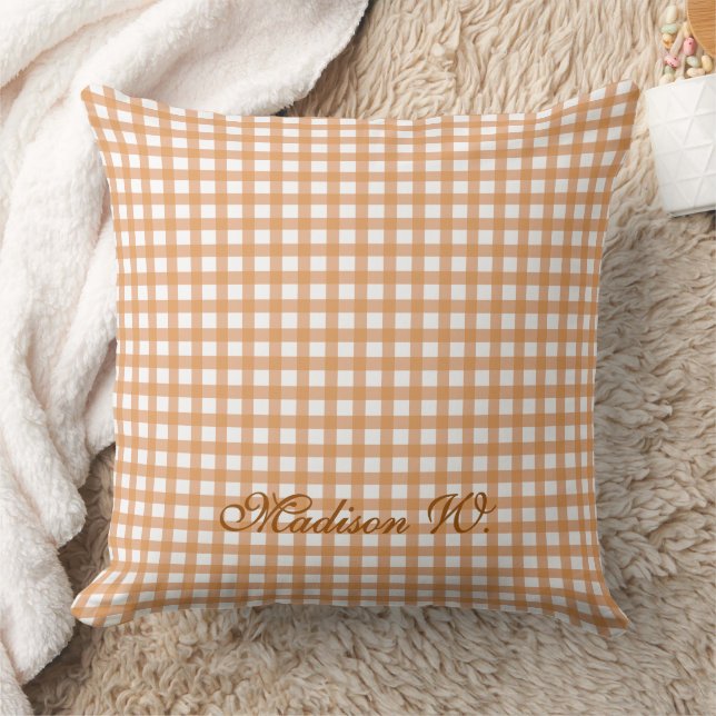 Coussin Joli motif gingham orange chaud (Couverture)
