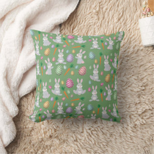 Coussin Joli Motif lapin lapin de Pâques vert