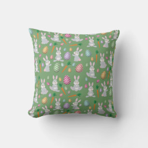 Coussin Joli Motif lapin lapin de Pâques vert