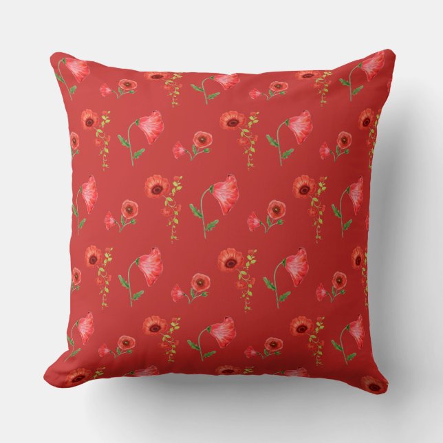 Coussin Joli Motif Red Poppies (Recto)