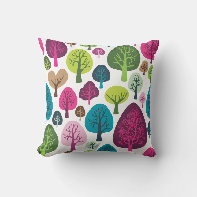 Coussin Joli motif rétro fleur arbre de nature (Recto)