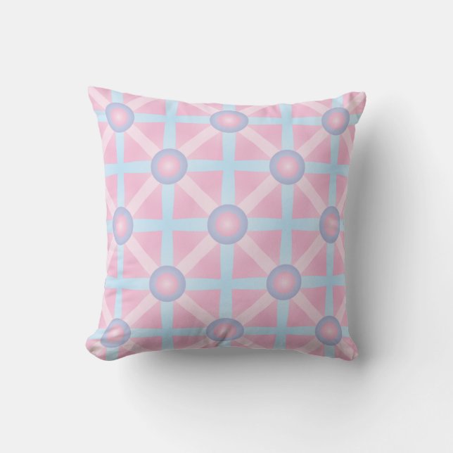 Coussin Joli motif rose, violet et bleu clair (Recto)