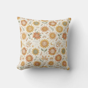Coussin Joli motif sans couture de tournesol boho soleil e
