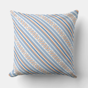 Coussin Joli motif tribal aztèque orange bleu