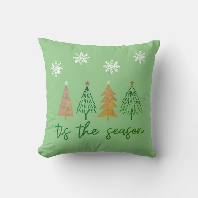 Coussin Joli Noël Arbres Snowflakes "Cette saison (Recto)