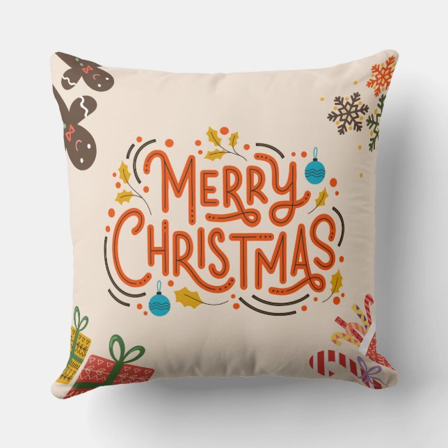 Coussin Joli Noël coloré Salutation (Verso)
