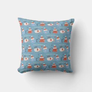 Coussin Joli Noël Océan Animaux Poisson Crabe Bleu Rouge