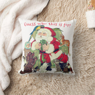 Coussin Joli Noël Père Noël animal de compagnie Chien chat