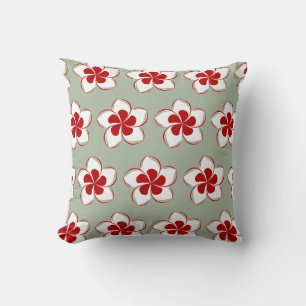 Coussin Joli Noël rétro Rouge Blanc et Vert Fleur