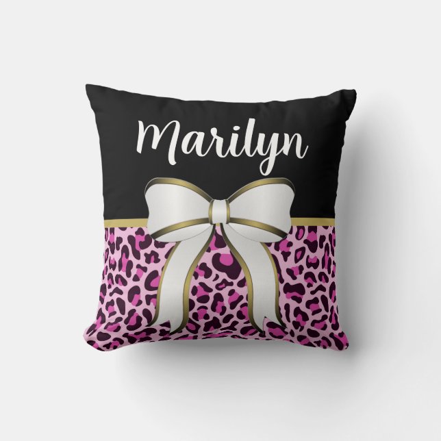 Coussin Joli Nœud pour Fille avec Impression de Léopard Ro (Recto)