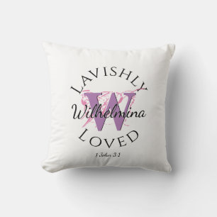 Coussin Joli Nom du monogramme LAVISHLY LOVLY Lilac W