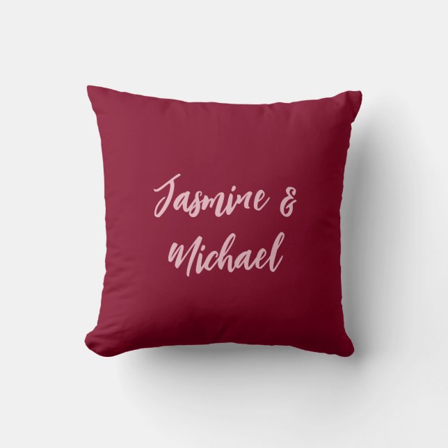 Coussin Joli Noms en Calligraphie Rouge Bourgogne Minimali (Recto)