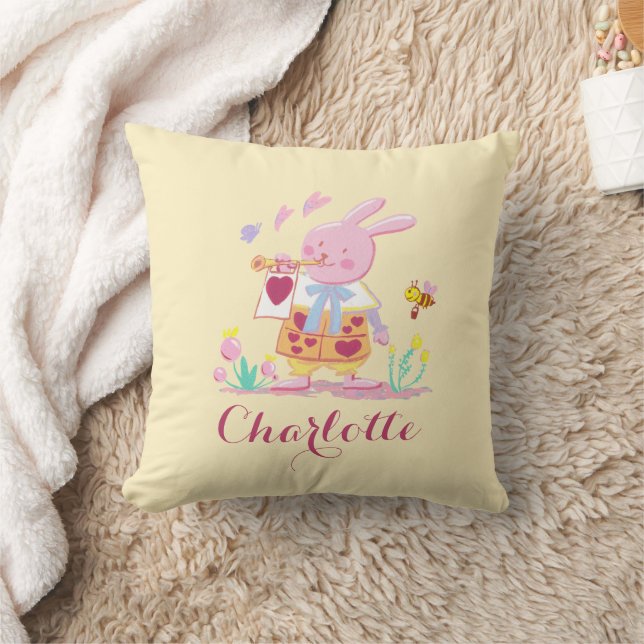 Coussin Joli Oeuf Lapin de Pâques Motif Jaune (Couverture)