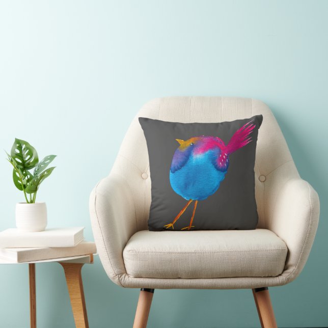 Coussin Joli oiseau rose et bleu (Chaise)