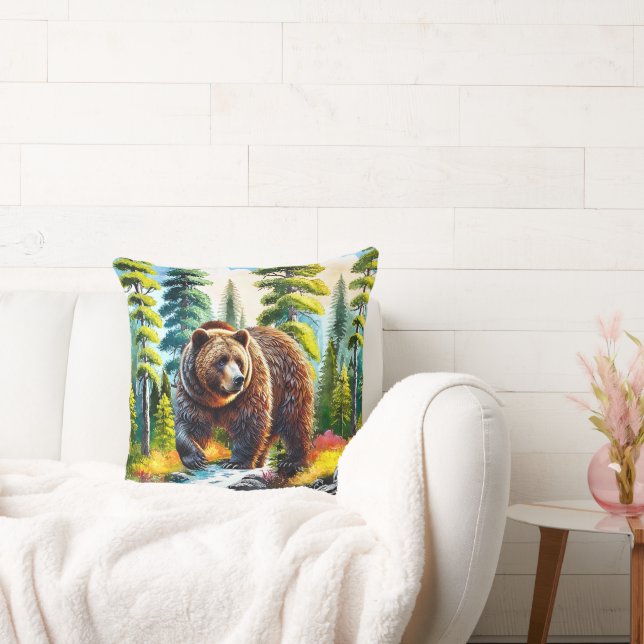 Coussin Joli ours brun de la forêt (Canapé)