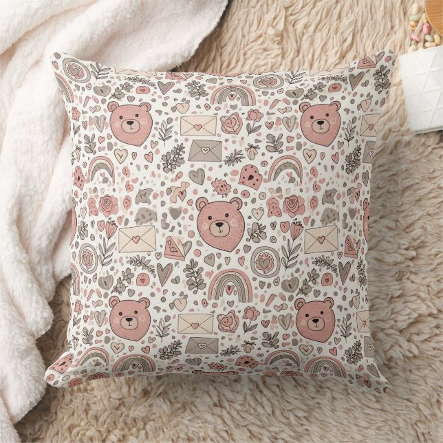 Coussin Joli Ours en Peluche Brun Pépinière Arc-en-Ciel (Couverture)