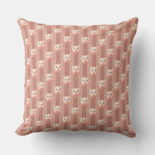 Coussin Joli Ours en Peluche Rose Poussiéreux et Rayure