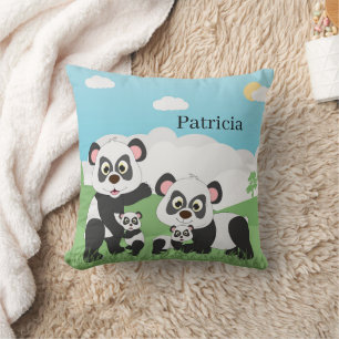 Coussin joli ours panda ajouter nom décoration