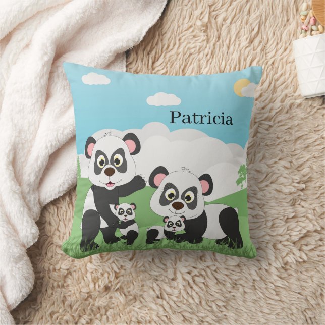 Coussin joli ours panda ajouter nom décoration (Couverture)