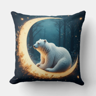 Coussin Joli ours polaire se reposant sous un ciel nocturn