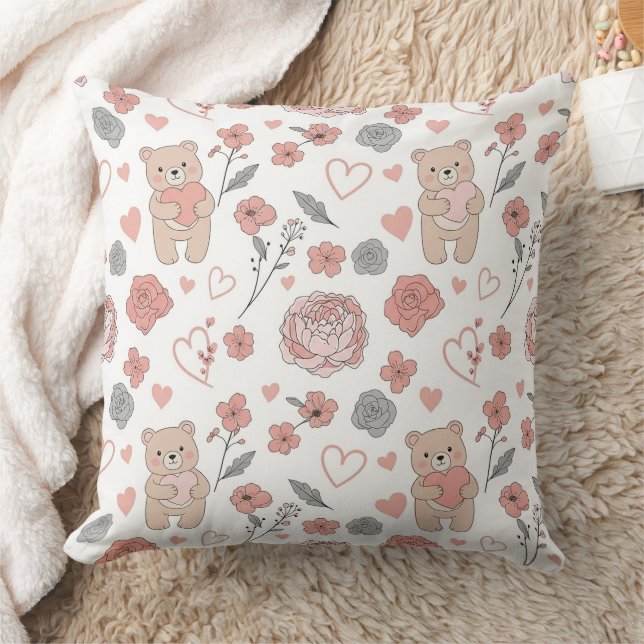 Coussin Joli ours tenant un cœur -- Nursery pastel (13) (Couverture)