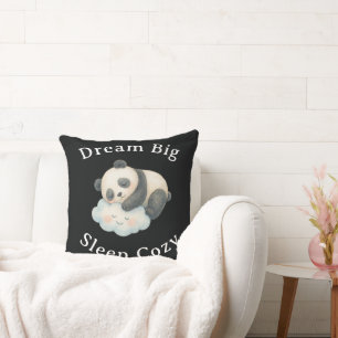 Coussin Joli panda endormi sur un nuage aquarelle
