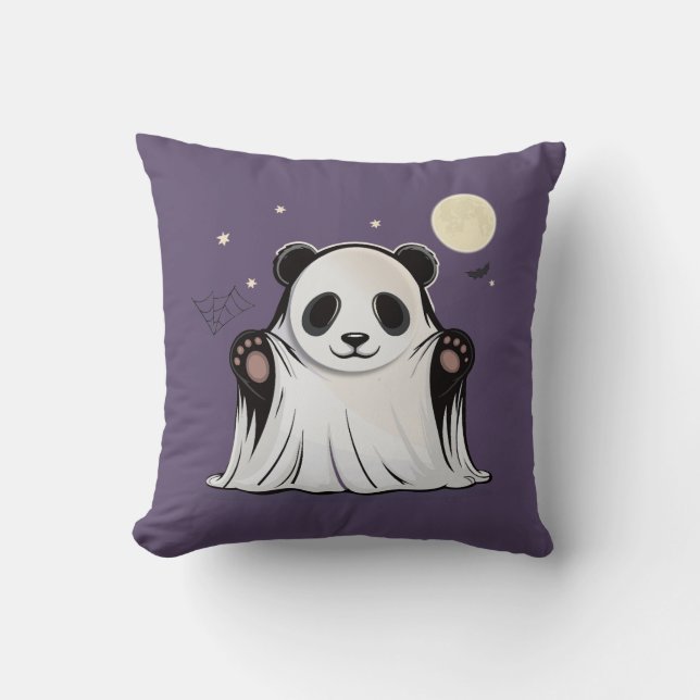 Coussin Joli Panda Fantôme sous la Lune  (Recto)