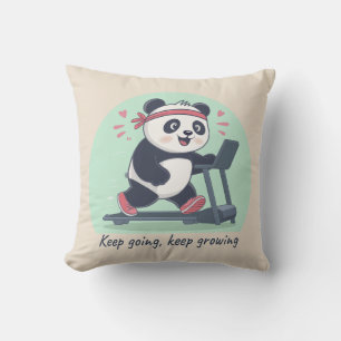 Coussin Joli panda motivant sur tapis roulant