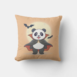 Coussin Joli Panda Vampire en Cape avec Chauves-souris
