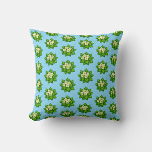 Coussin Joli papier cadeau à fleurs blanches et feuilles v