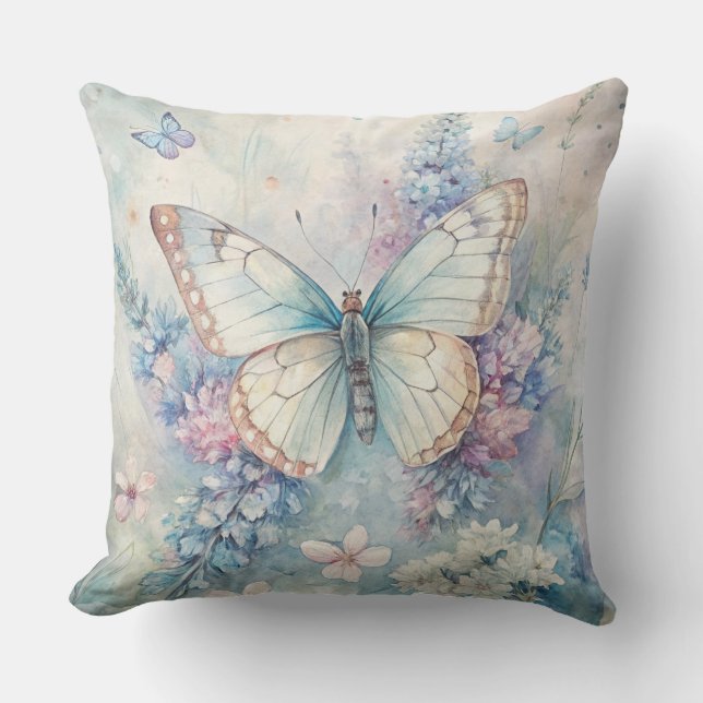 Coussin Joli papillon sur les fleurs (Recto)