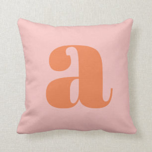 Coussin Joli Pastel rose orange Monogramme rétro Lettres