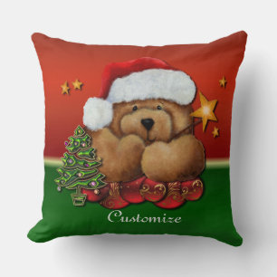 Coussin Joli Père Noël Ours Jeu d'Oreiller de Noël