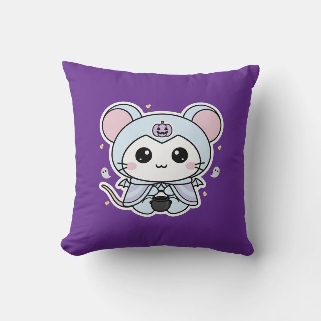 Coussin Joli petit souris mignon prêt pour Halloween  (Recto)