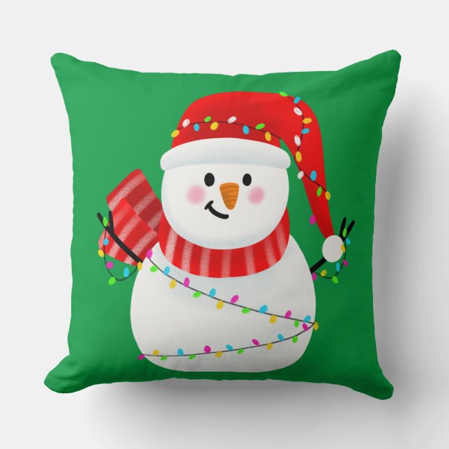 Coussin Joli Pingouin de Noël Customisé enfants (Recto)