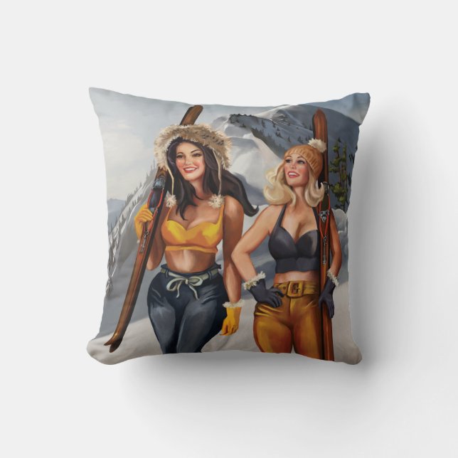 Coussin Joli Pinup Girls Ski (Recto)