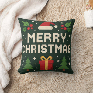 Coussin Joli pixel art joyeux noël