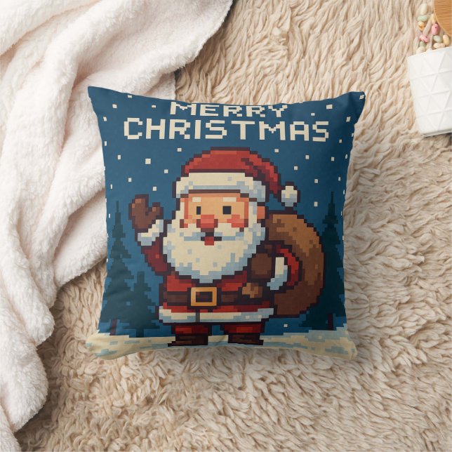Coussin Joli pixel art joyeux noël (Couverture)