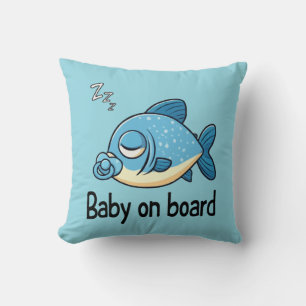 Coussin Joli Poisson Endormi avec Tétine Bébé à Bord