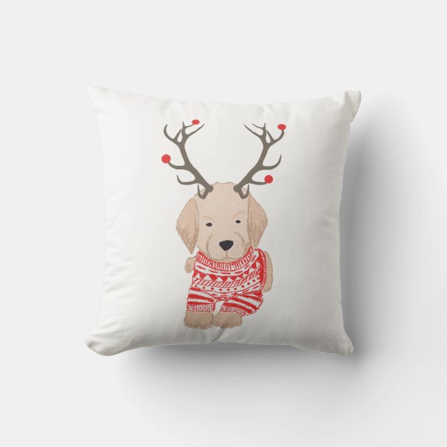 Coussin Joli pull de Noël à bois de cerf pour Golden Retri (Recto)