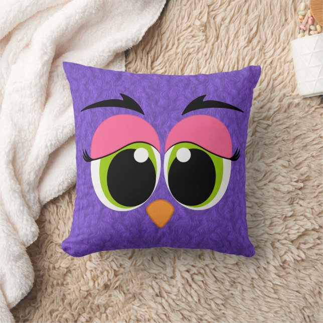 Coussin Joli regard animal pourpre rose de la fourrure (Couverture)