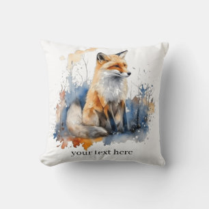 Coussin Joli renard bleu et orange