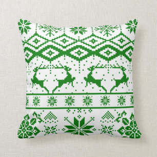 Coussin Joli renne vert de Noël