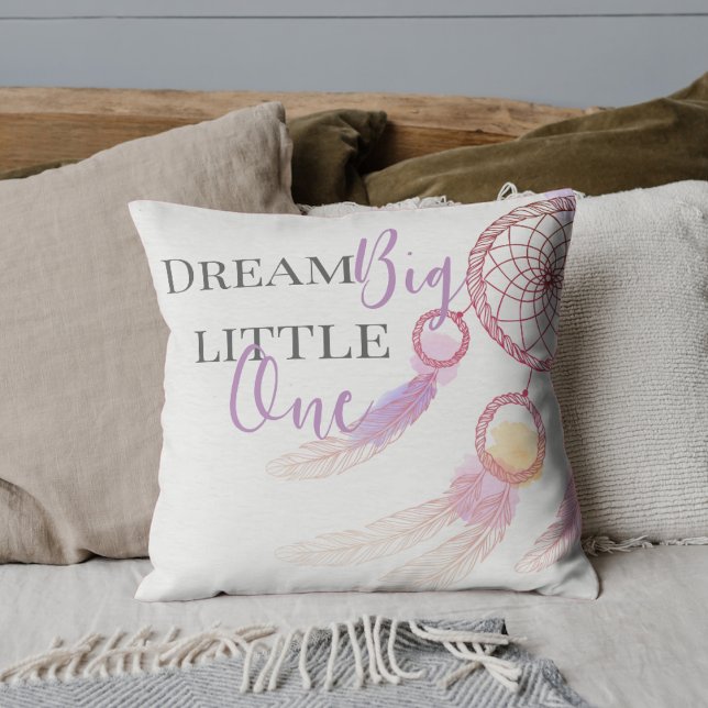 Coussin Joli Rêve rose Gros Rêve Petit Un Citation (Cute Pink Dream Big Little One Dream Quote Throw Pillow)